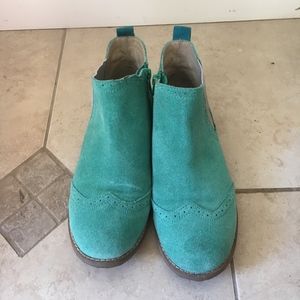 Boden teal suede ankle boots, girls' 5/women's 7
